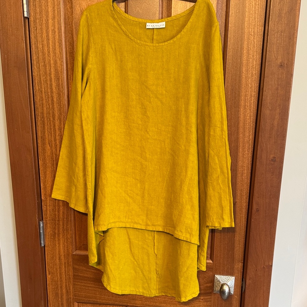 Bryn Walker Mustard Yellow Linen Tunic Top